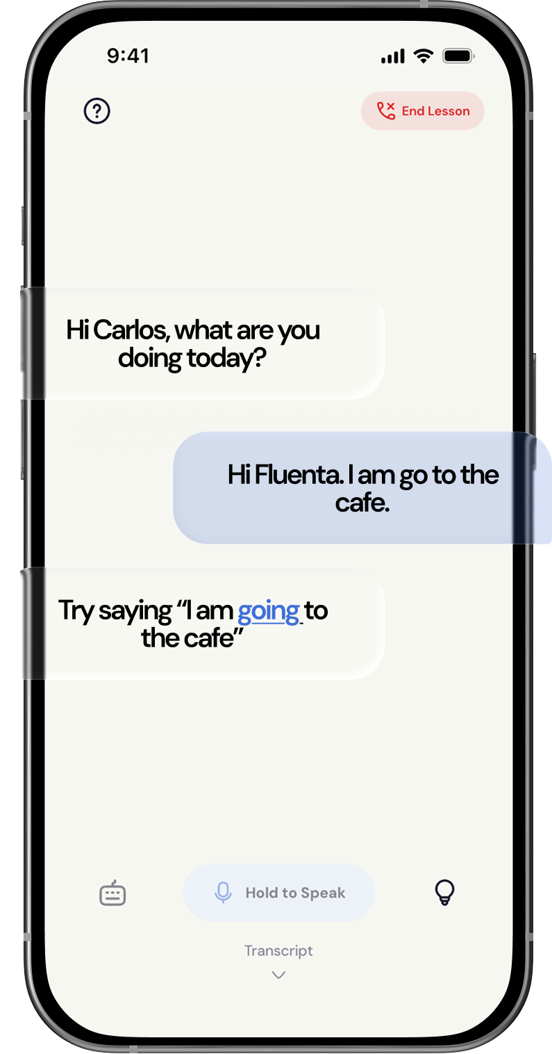 Fluenta app on iPhone